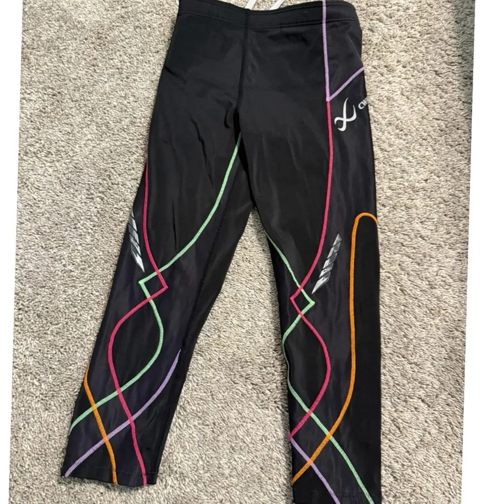 Knee Brace Support Black Capri Leggings - Picture 2 of 5